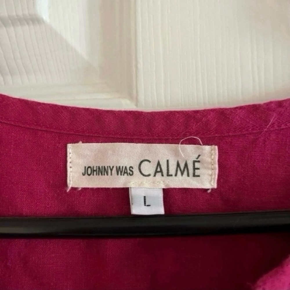 Johnny Was Calme Pink BOHO organic cotton Peasant Blouse - Picture 4 of 6